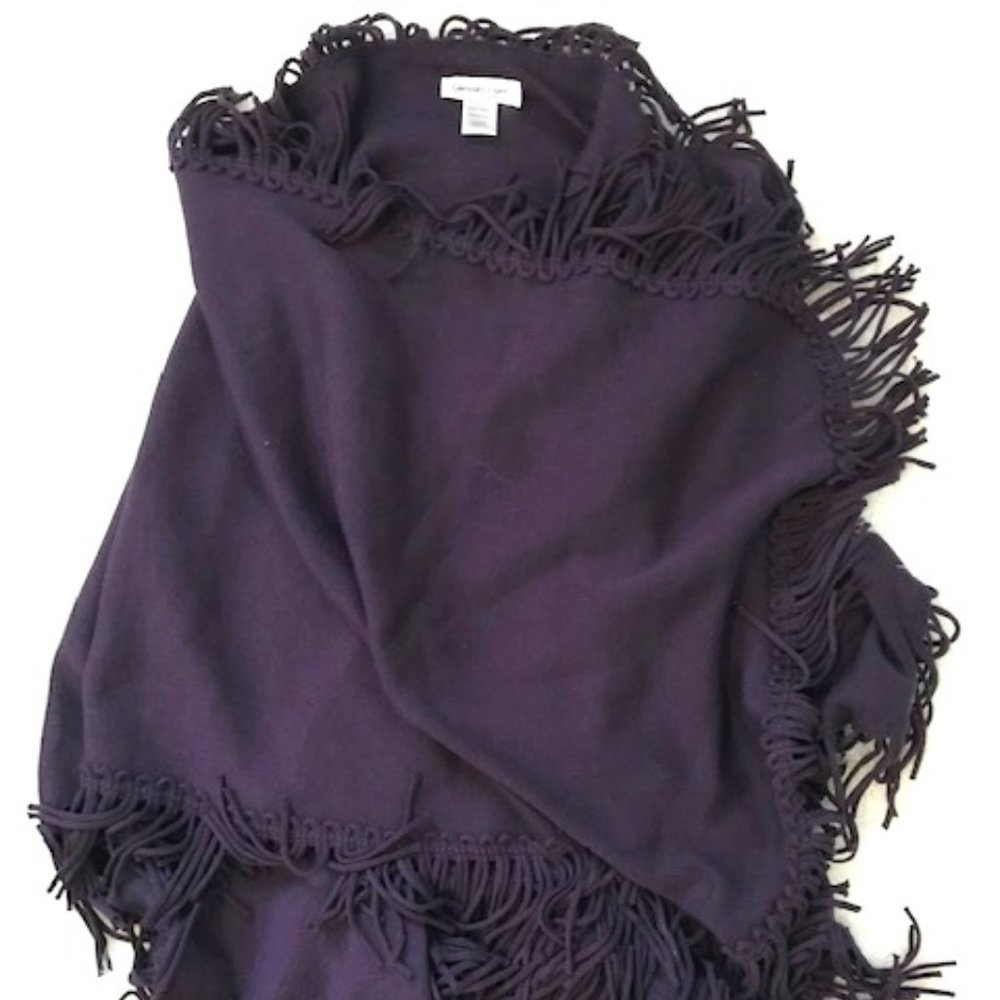 Coldwater Creek Soft looped fringed wrap scarf in dark purple color